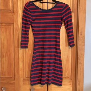 Express striped 3/4 length sleeve dress